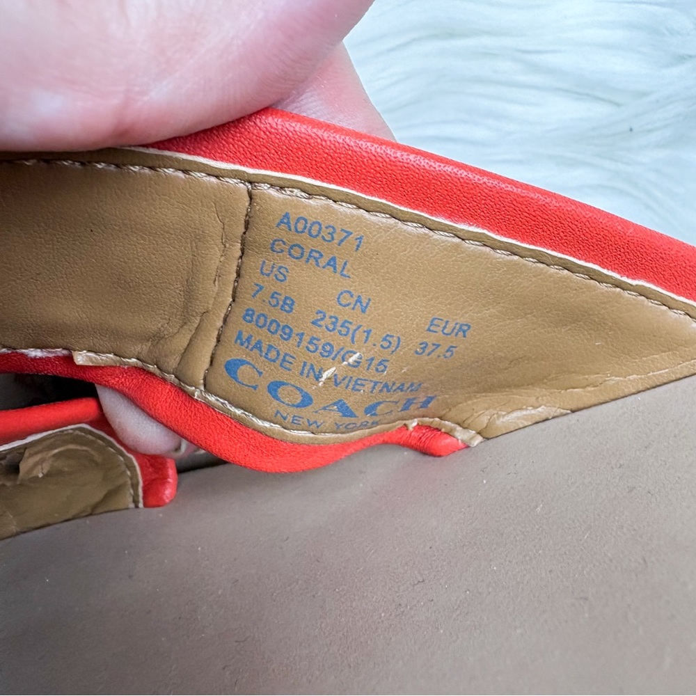 Coach Coral Turnlock Leather Slides Criss Cross Sandals Brown Orange Size 7.5 - Picture 8 of 8